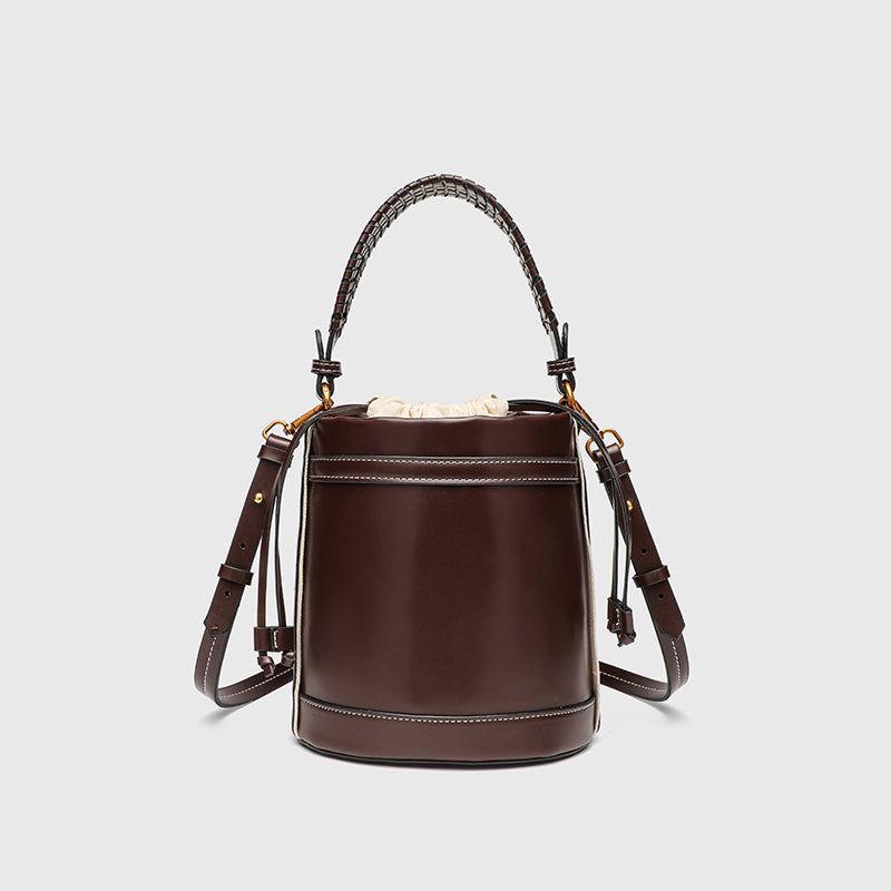 Faux Leather Bucket Crossbody Bag