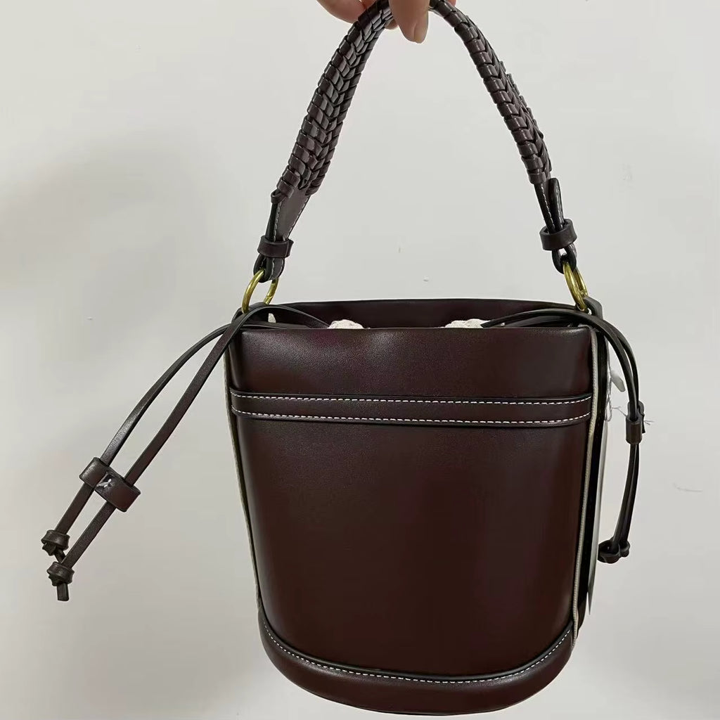 Faux Leather Bucket Crossbody Bag
