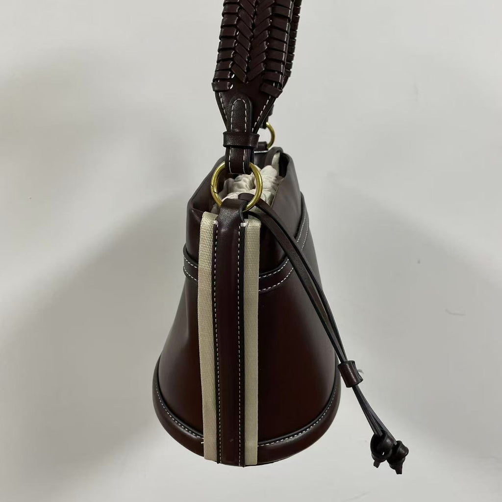 Faux Leather Bucket Crossbody Bag
