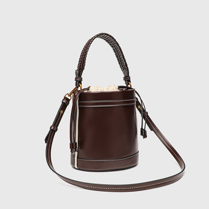 Faux Leather Bucket Crossbody Bag
