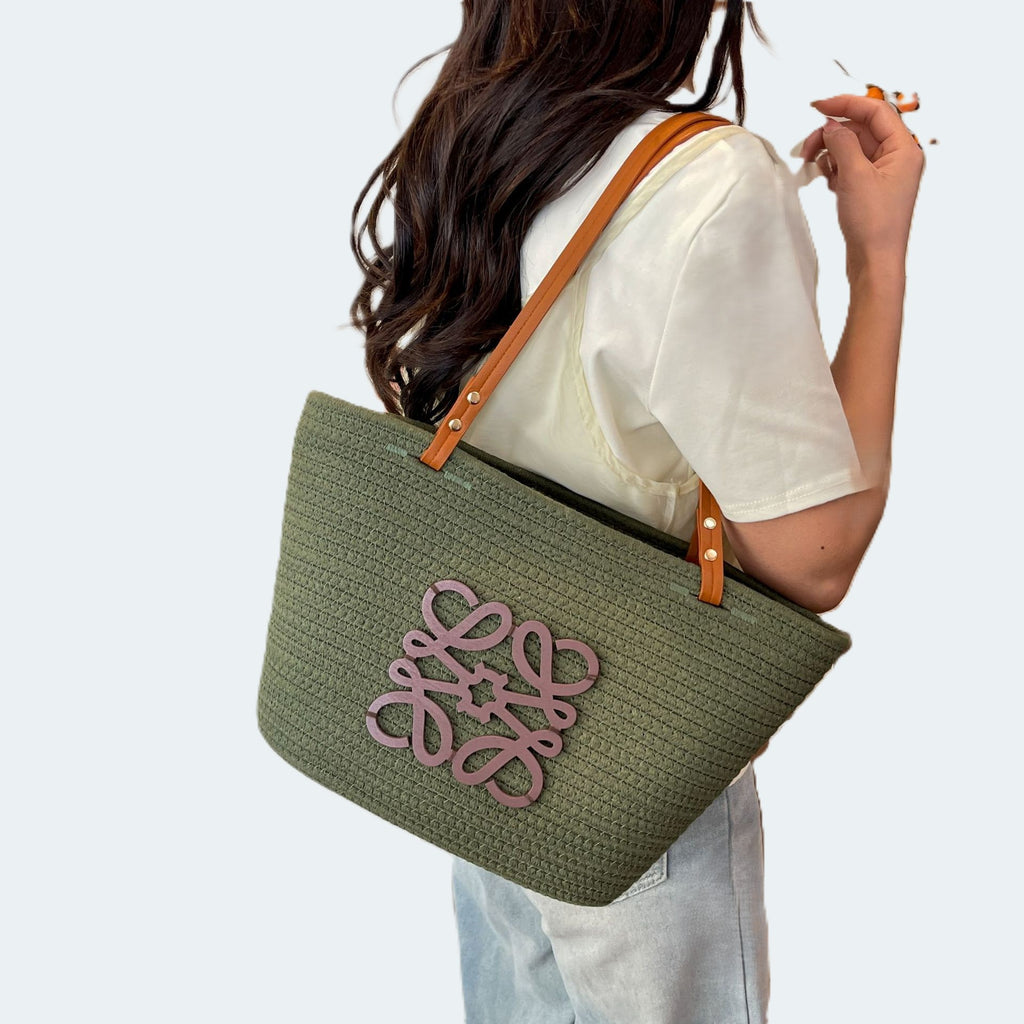 Woven Shoulder Tote Bag